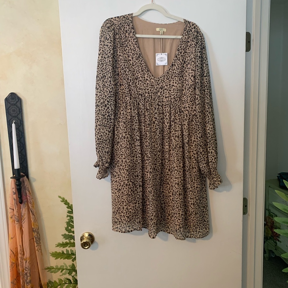 Kori Cream and Brown Bishop Sleeve Sundress
